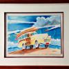 "Yellow Surf Woody" Original Framed Watercolor. Lots of details. Image size 15" X 11" Framed size 23.5" X 19.75" SOLD
