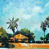 "Rincon Punta Higera Light House" Original Oil on canvas By Norm Daniels. (12" x 36")  $750. plus S & H